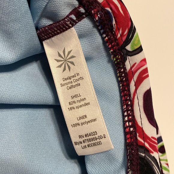 ATHLETA Paisley SWIMSUIT bikini bottoms fold down waist ruched sides size large - Picture 4 of 10